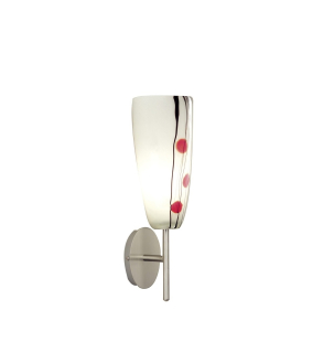 BE287798 nastenne svietidlo 1x60W/E14, v38cm, nikel/biele sklo/ handarbeit dekoracia cierno-cervena
