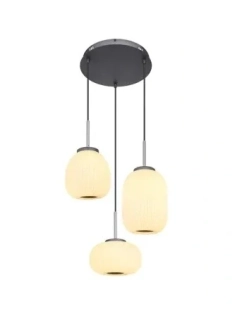 +BG115437H3 zavesne svietidlo 45W/LED/3K/z3587lm, d49cm, cierny kov/nikel/dekoracne opal.sklo, Retro design 