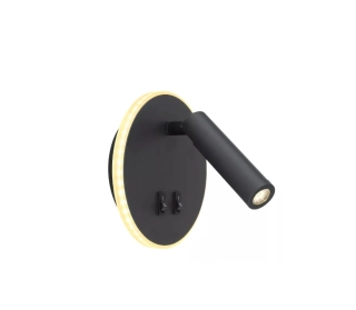 BG178405S nastenne svietidlo 6W+1W/LED/3000K/z595+150lm, d14cm, cierna/matny nikel/akryl, 3Step  