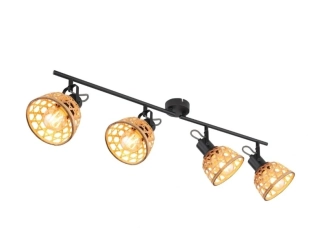 Stropné svietidlo Globo WENNA - 54053-4, 4×15W/LED/E27, s 80 cm, čierny kov/bambus