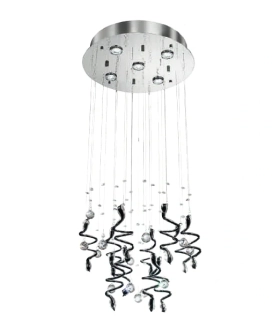 BS19645-5WH stropne svietidlo 5x3W/LED/CW, chrom/ciro-biele sklene spiraly/kristal