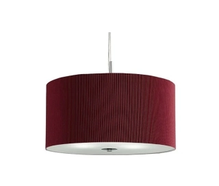 BS12356-60RE zavesne svietidlo 3x40W/E27, d60cm, cerveny textil/chrom/matne sklo  