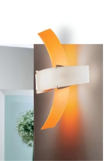 Nástenné svietidlo Fabas Luce CROSS - 2558-22-170, 1×200W/R7s, v40×40 cm, nikel/matné sklo/oranžová