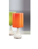 Stolné svietidlo Fabas Luce DUFFY - 2592-35-250, 1×100W/E27+1×25W/G9, matný nikel/oranžovo-biele sklo