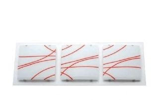 AB1G90378/71 nastenne svietidlo 3x40W/G9, s53x19cm, titan/dekoracne bielo-cervene sklo