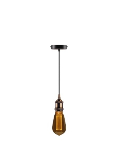 Závesné svietidlo Sylvania SylPendant Vintage - 0044402, (bez svetelného zdroja), 1×25W/E27, d 15 cm, čierny/antický kov/textilný kábel