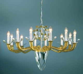 Luster Preciosa CRYSTAL SYMPHONY - PRCAS5270/01/012, LUCIANO, 12×40W/E14, d 104 cm, chróm/číre/jantár sklo