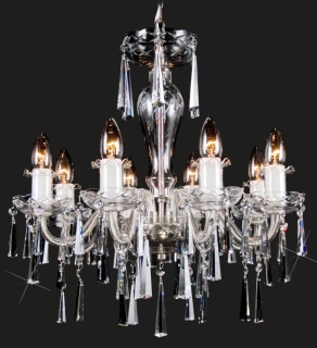 AG1L11 125/08/3-K luster 8x40W/E14, 53x52cm, 5kg, Bohemia Crystal Li.Ba, sklenene ramena, kopyta cire, NIKEL, lipna