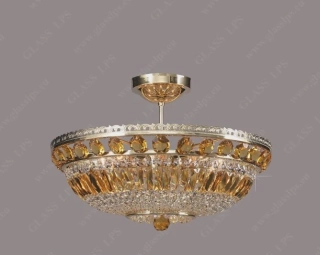 AG1L15 365/09/6 stropne svietidlo 9x40W/E14, d50/v30cm, 4.4kg, Bohemia Crystal Li.Ba topas light., mosadz