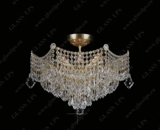 AG1L15 831/06/3 stropne svietidlo 6x40W/E14, 50x40cm, 4.5kg, Bohemia Crystal Li.Ba dropsy cire, mosadz