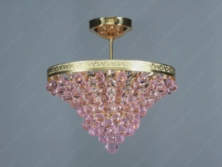 AG1L15 522/06/4 stropne svietidlo 6x40W/E14, d40/v40cm, 7kg, Bohemia Crystal Li.Ba ruzove gule, mosadz