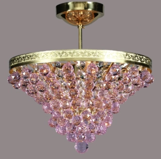 AG1L15 522/06/4 stropne svietidlo 6x40W/E14, d40/v40cm, 7kg, Bohemia Crystal Li.Ba ruzove gule, mosadz