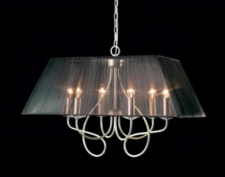 Luster ALUMBRA EYRE - 2L28202/6, 6×60W/E14, s 87 cm, strieborná/čierny textil