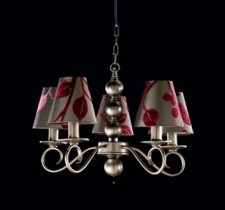 ALU-4L29106/5 luster 5x60W/E14, s55cm, strieborna/sedy textil/dekoracia fialova