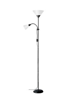 Stojanové svietidlo Brilliant SPARI 4 - 93008/05, 1×60W/E27+1×25W/E14, v 180 cm, čierny kov/matný akryl