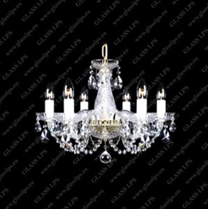 AG1L11 006/06/1-A luster 6x40W/E14, d53/v38cm, 4kg, Bohemia Crystal Li.Ba, mosadz, sklen. ramena, vachtle cire