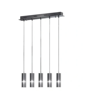 AI2MD4512-5A (BP15102-5A) zavesne svietidlo 5x20W/G4, s60cm, chrom/cire sklo
