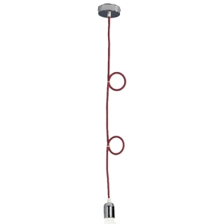 Závesné svietidlo Rossini Illuminazione - 5390-1-R, (bez svetelného zdroja), 1×75W/E27, d 140 cm, chróm/červený kábel