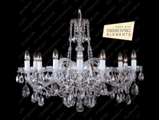 AG1L11 220/12/1-A luster 12x40W/E14, d86/v55cm, 5.5kg, sklenene ramena/Swarovski kristal, SILVER
