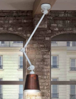 Stropné svietidlo Homelighting FOCUS - 77-3304-132, 1×60W/E27, v 60 cm, biely kov/stará meď