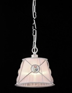 Závesné svietidlo Maytoni ITELLA - ARM620-11-W, 1×60W/E27, d 36 cm, bielo-zlatý kov/plisovaná organza+dekor