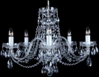 AG1L11 801/05/1-A luster 5x40W/E14, d66/v50cm, 5.5kg, Bohemia Crystal Li.Ba, sklenene ramena, vachtle cire, SILVER