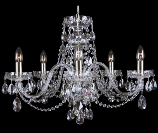 AG1L11 801/05/1-A luster 5x40W/E14, d66/v50cm, 5.5kg, Bohemia Crystal Li.Ba, sklenene ramena, vachtle cire, SILVER