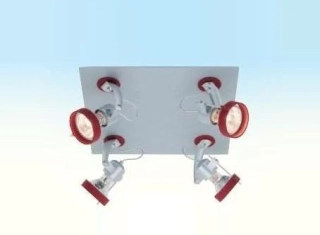 AB1G18935/71 stropne svietidlo 4x50W/GU10, 27x27cm, strieborna/cervena
