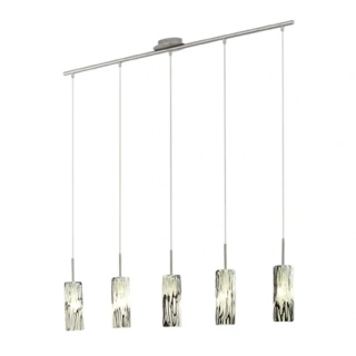 BE287546 zavesne svietidlo 5x40W/E14, s109cm, matny nikel/handarbeit dekor.sklo cierno-biele