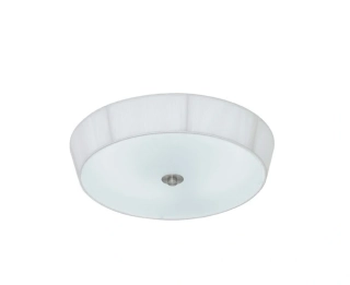 BE288446 stropne svietidlo 1x40W/2GX13, d42cm, chrom/matne sklo/biely textil