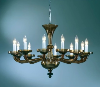 Luster Preciosa - PRCAS5275/00/012, 12×60W/E14, d 90 cm, antická mosadz/číry krištáľ