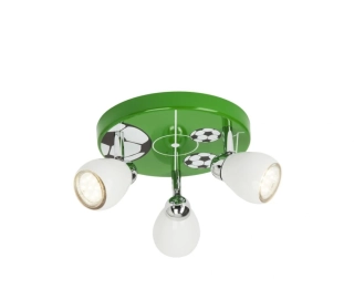 AB1G56234/74 stropne svietidlo 3x3W/LED/3000K/GU10/750lm, d31cm, chrom/bielo-zeleny kov/futbal