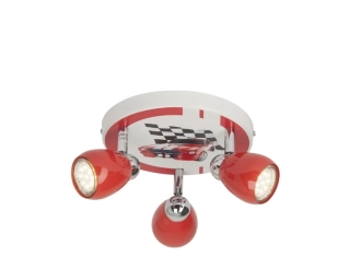 AB1G56134/71 stropne svietidlo 3x50W/GU10, d31cm, chrom/bielo-cerveny kov/motiv auto
