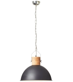 Závesné svietidlo Brilliant FRIEDA - 93668/76, industriálny dizajn, 1×60W/E27, d 48 cm, čierny kov/drevo