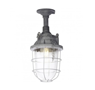 Stropné svietidlo Brilliant STORM - 93651/70, industriálny dizajn, 1×60W/E27, d 16 cm, oceľ/patina betón/číre sklo