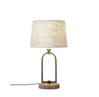Stolné svietidlo Brilliant SORA - 99019/09, retro dizajn, 1×40W/E27, v 43 cm, kov/tmavé drevo/textil béžový