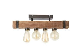 Stropné svietidlo Brilliant WOODHILL - 93721/76, industriálny dizajn 4xE27, s 46 cm, drevo/antická čierna