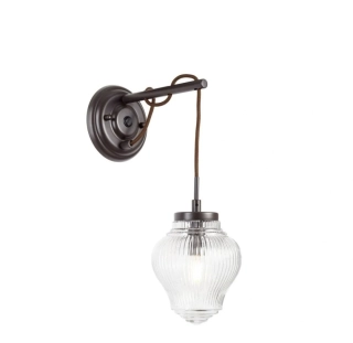 AB173290/20 nastenne svietidlo, retro design 1x40W/E14, v41cm, hnedy kov/dekoracne sklo cire