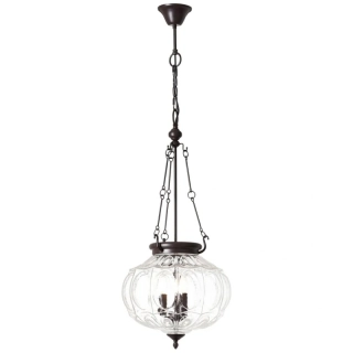 AB193576/20 zavesne svietidlo, retro design 3x60W/E14, d37/v110cm, hnedy kov/dekoracne cire sklo