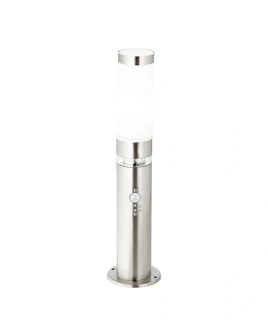 Stĺpikové svietidlo Brilliant BOLE - G46789/82, 1×60W/E27 + 0,84W/LED, IP44, v 50 cm, oceľ/matný akryl, senzor