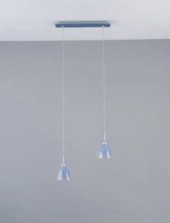 AB1G76671/73 zavesne svietidlo 2x40W/G9, s38cm, modry kov/cire/modre sklo