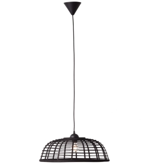 Závesné svietidlo Brilliant CROSSTOWN - 99190/76, retro dizajn, 1×40W/E27, d 48 cm, čierny plast/čierny ratan