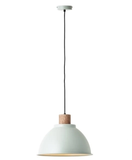 AB199836/63 zavesne svietidlo, industrial design 1x60W/E27, d38cm, sv.zeleny kov/svetle drevo