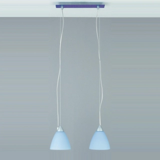AB176471/73 zavesne svietidlo 2x75W/E27, d16cm, matny nikel/modre sklo