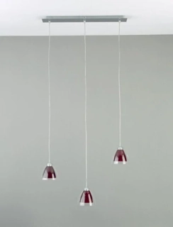 AB1G76676/71 zavesne svietidlo 3x40W/G9, s58cm, titan/cire/cervene sklo