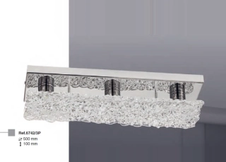 AD26742/3P.CT LED stropne svietidlo, Handmade in Spain 3x6W/LED/5000K, s50cm, chrom/dekoracne cire sklo
