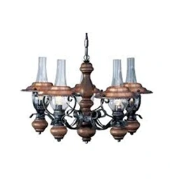 Luster ESTO RUSTIKA - 63140-5, retro dizajn, 5×40W/E14, d 62 cm, čierna oceľ/tmavé drevo/číre sklo