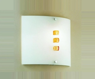 AK1002.61.2 nastenne svietidlo 1x100W/E27, v28x35cm, chrom/matne sklo/kristal jantar