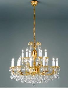 Luster Kolarz VICTORIA - 003.812+6.3, 12+6×60W/E14, v 79 cm, d 64 cm, zlátené 24 karat GOLD / krištáľ číry