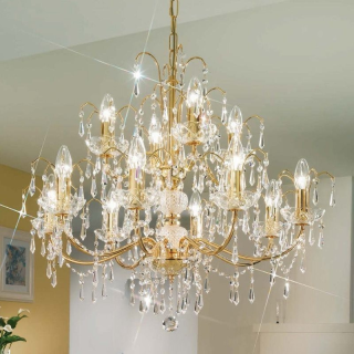 Luster Kolarz LICIA - 028.88+4, 12×40W/E14, d 75 cm, zlátené 24 karat GOLD/Swarovski Spectra krištáľ číry